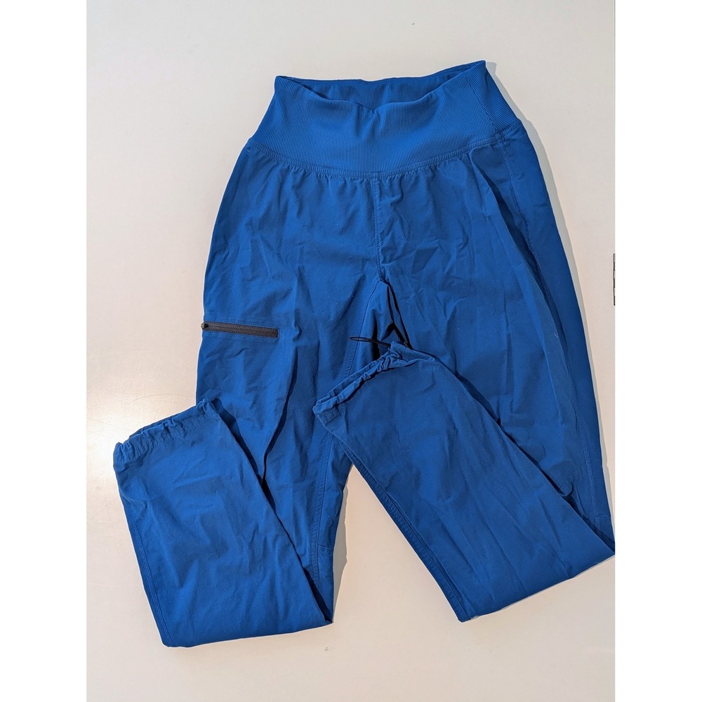 Marmot Womens Blue Hiking Pants Elastic Waist Bungee Hem Cargo Pocket Activewear